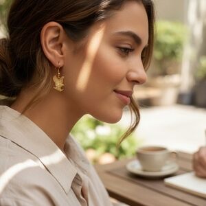 Gold Tone Eagle Dangle Earrings